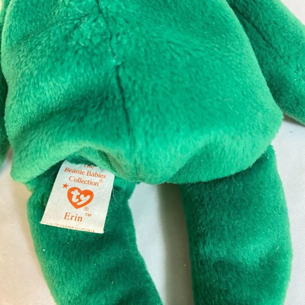 #8301 TY ERIN 1997 RETIRED PLUSH BEAR GREEN 8 IN